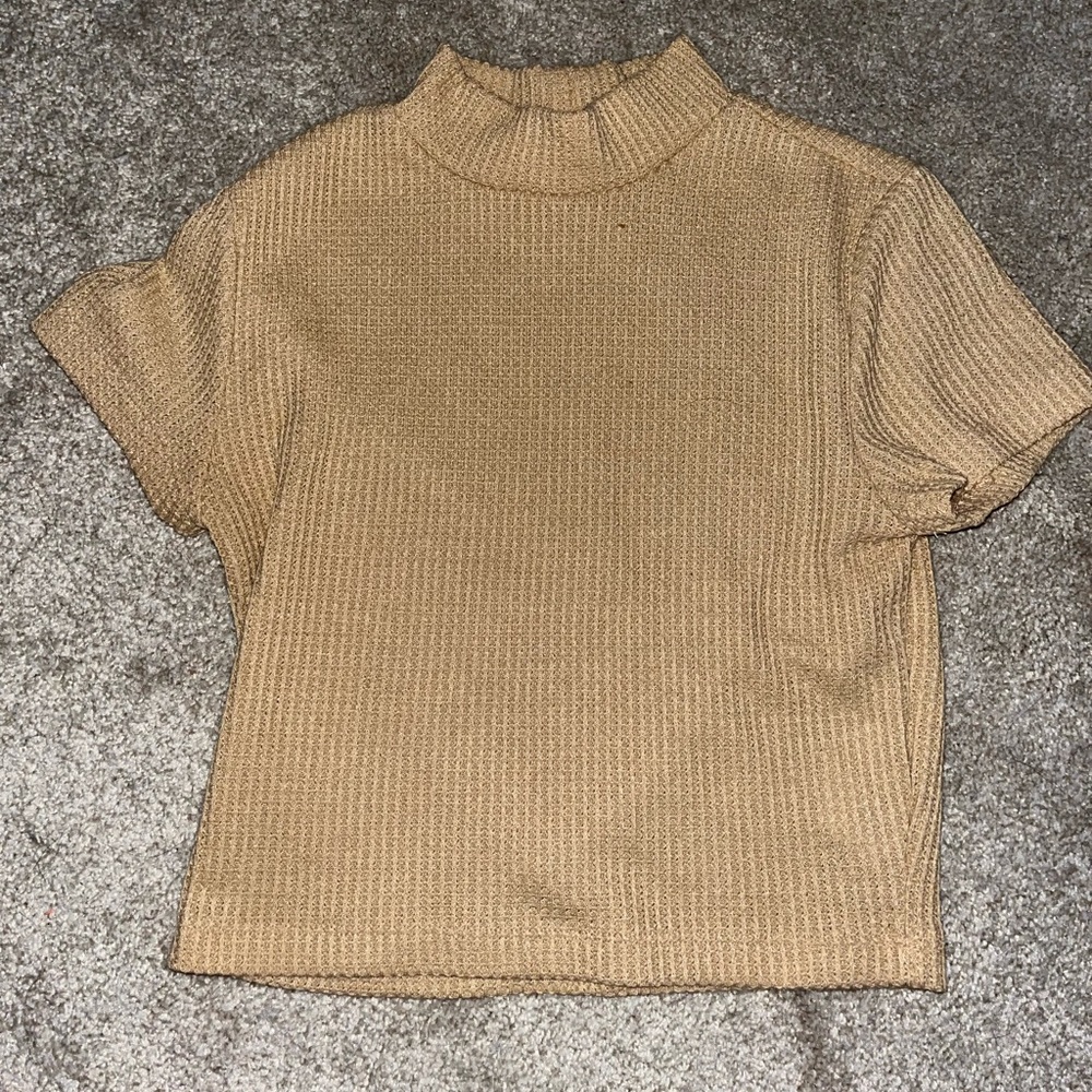 waffle high neck top